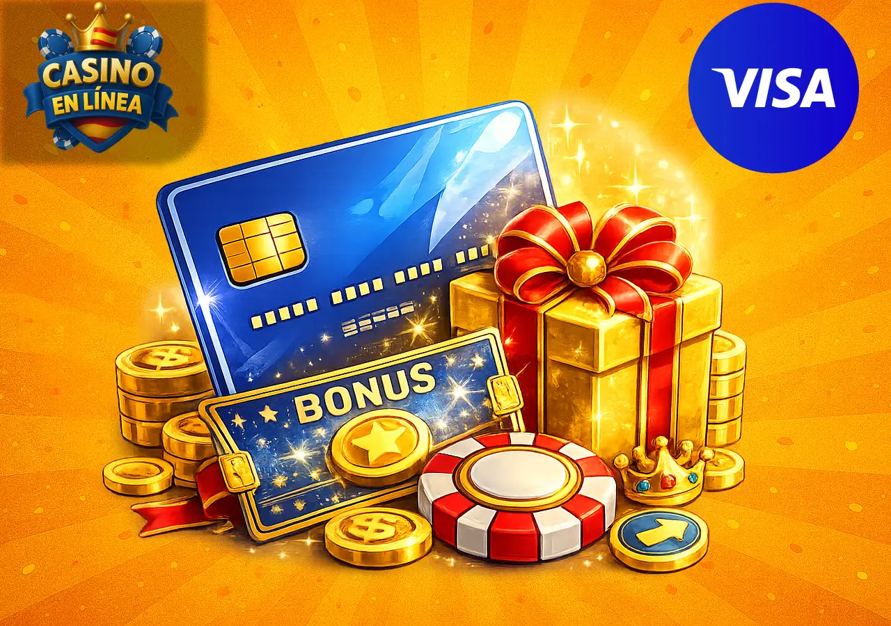 Bonos disponibles al pagar con Visa en casinos online con regalo y fichas